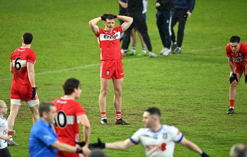 2nd May 2026
A dejected Ruaia Forbes of Derry after  the Monaghan v Derry Ulster Senior Football Championship S/F at Athletic Grounds, Armagh,. Picture Oliver McVeigh
