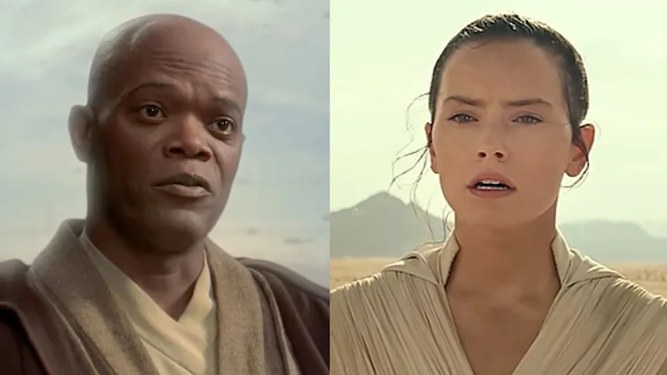 Samuel L. Jackson's first appearance as Mace Windu, Daisy Ridley's last appearance as Rey 'Skywalker.'.