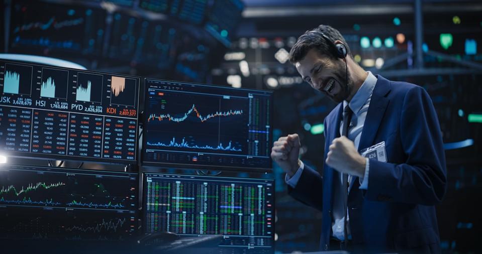 Analyst being happy likely after winning a trade. 