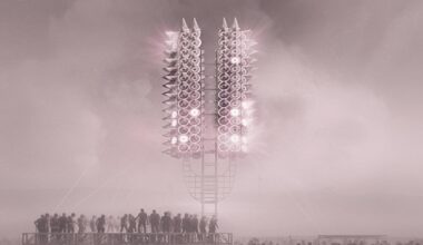 300 rings of light map collective input into tower for burning man