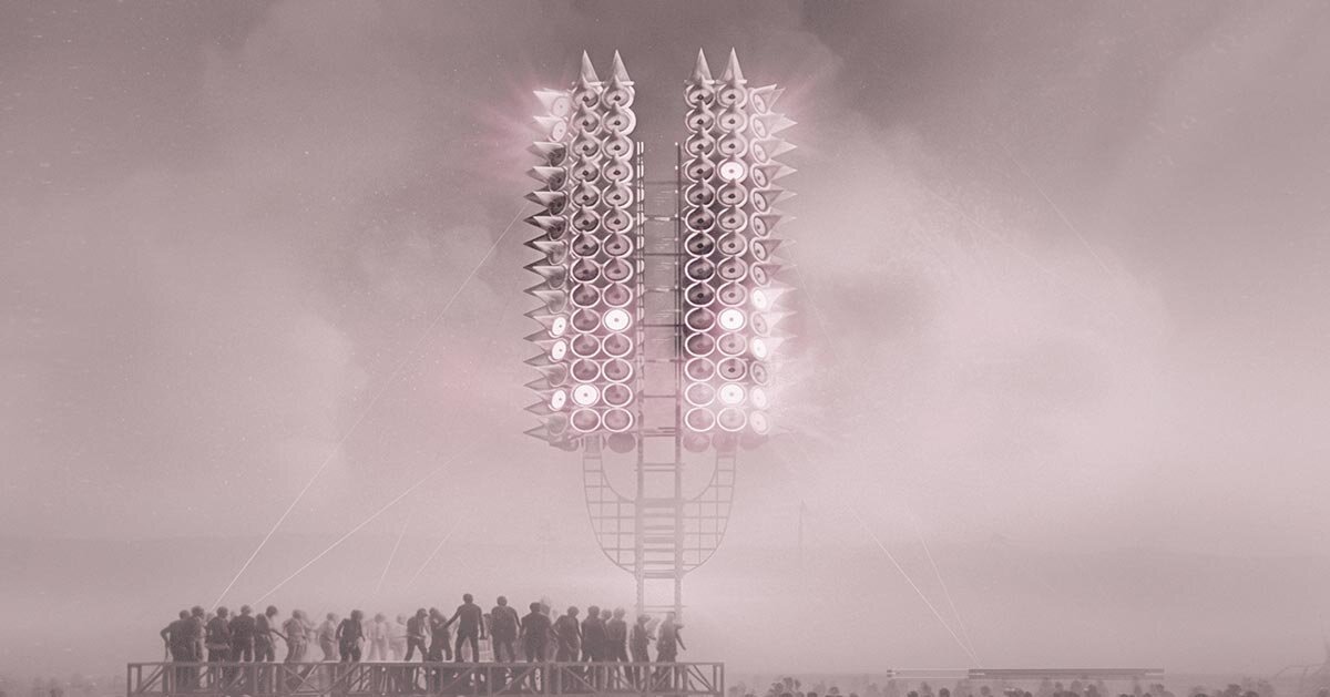 300 rings of light map collective input into tower for burning man