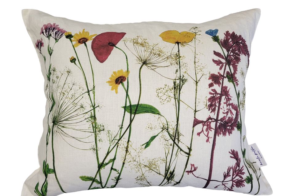 Wild meadow linen cushion by Nicola Weldon