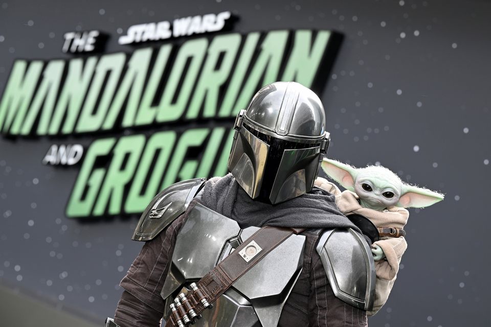 Din Djarin and Grogu at an event for 'The Mandalorian and Grogu'. Photo: Getty
