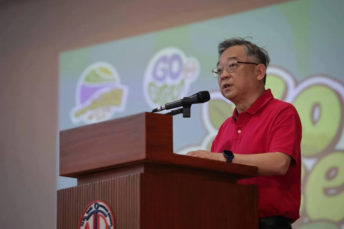 DPM Gan Kim Yong speaking at the launch of Go Green SG 2026, held at Naval Base Primary School, on May 11.