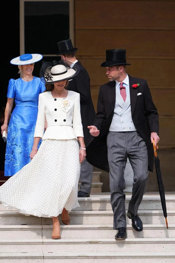 The Prince and Princess of Wales during a Royal Garden Party at Buckingham Palace