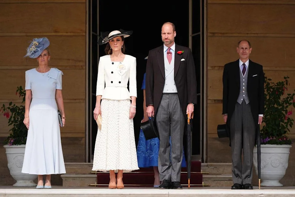 The Duchess of Edinburgh, Princess of Wales, Prince of Wales and Duke of Edinburgh during a Royal Garden Party at Buckingham Palace