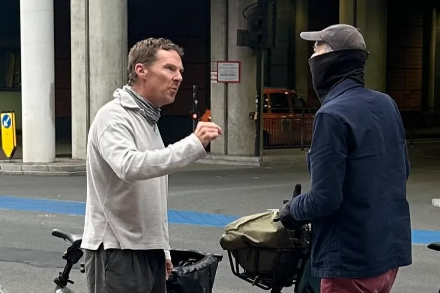 Moment Benedict Cumberbatch erupts in blazing ‘road rage’ row with cyclist who slams him as 'deluded' in furious spat
