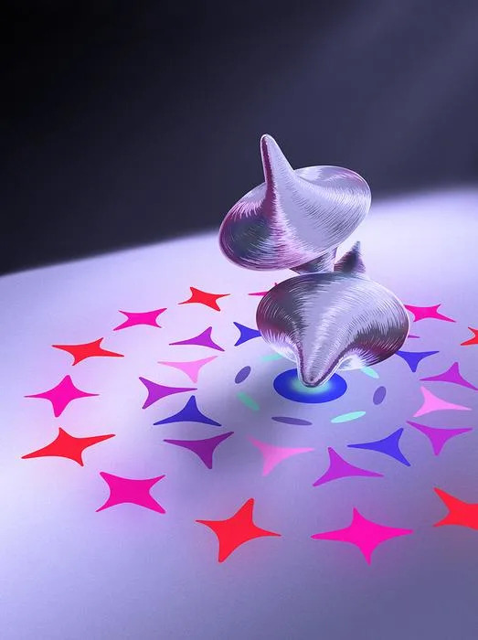 Artist’s impression of two non-commuting forces generating nonlinear interactions. Their combined action produces richer dynamics than either force alone. Image credit: Eliza Wolfson.