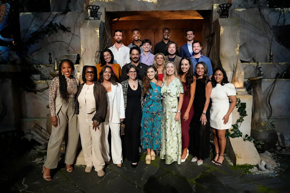 Jonathan Young, Kyle Fraser, Q Burdette, Charlie Davis, Genevieve Mushaluk, Ozzy Lusth, Rizo Velovic, Christian Hubicki, Rick Devens, Jenna Lewis Dougherty, Tiffany Nicole Ervin, Cirie Fields, Dee Valladares, Aubry Bracco, Chrissy Hofbeck, Angelina Keeley, Stephanie LaGrossa Kendrick, and Kamilla Karthigesu attend the Survivor 50 FYC Event at the Paramount Studios lot in Los Angeles, California on May 19, 2026. - Photo: Robert Voets/CBS ©2026 CBS Broadcasting, Inc. All Rights Reserved.