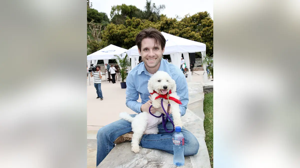 Danny Pintauro and Cindy Crawford walking dogs at Church Estate Vineyards in Malibu