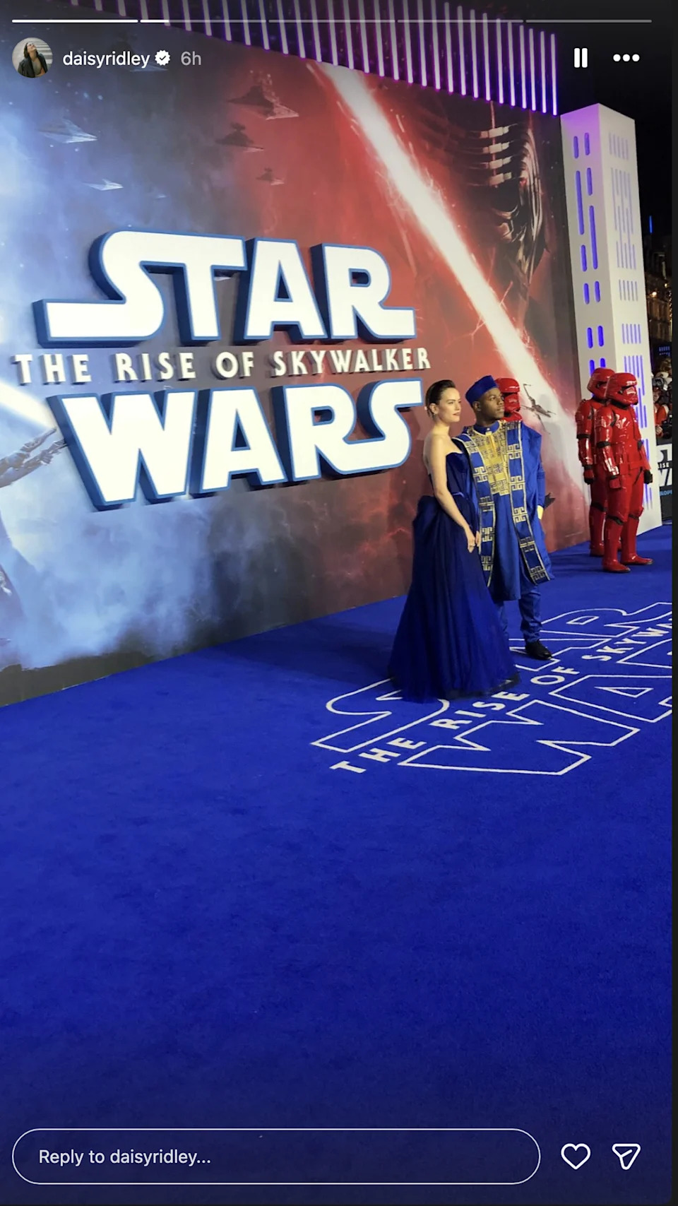 Daisy Ridley's IG story celebrating Star Wars Day.