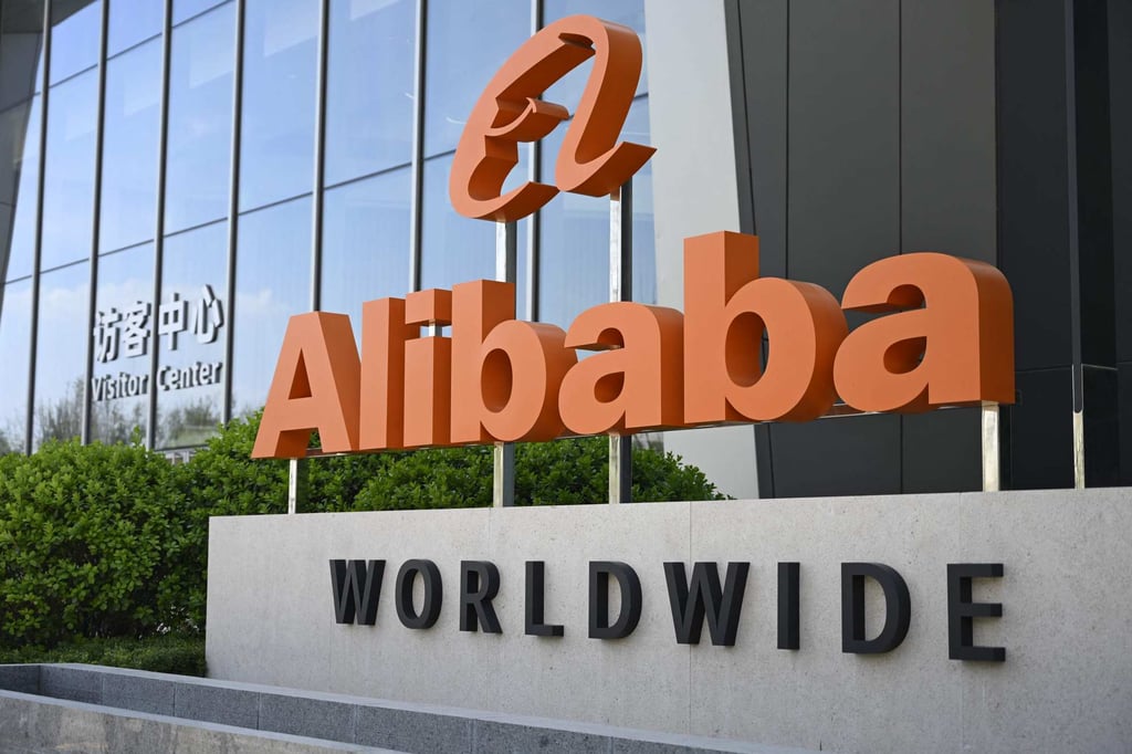 The Alibaba logo is pictured outside its offices in Beijing on April 1, 2026. Photo: AFP
