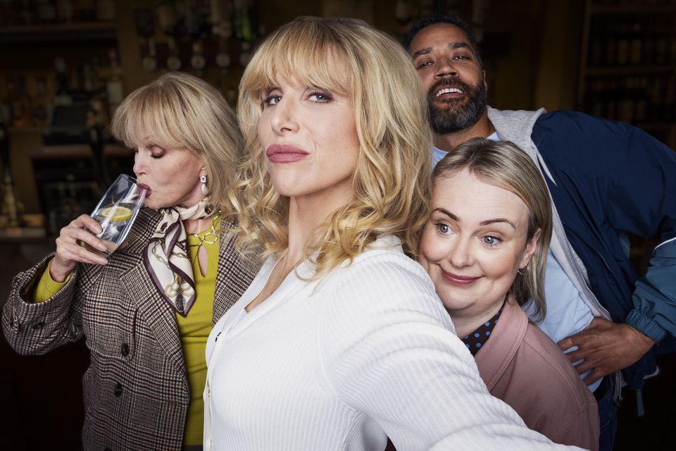 Joanna Lumley, Lucy Punch, Samuel Anderson and Philppa Dunne in Amandaland. Photo: BBC