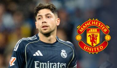 Real Madrid's Federico Valverde with Man Utd badge