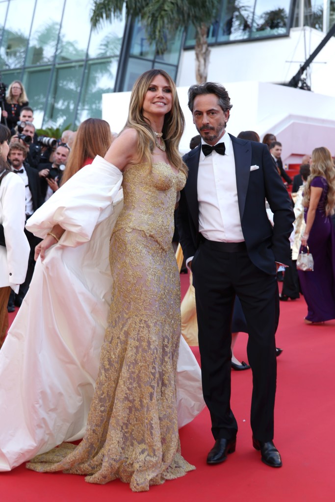 Heidi Klum and Kilian Hennessy attend the "Fjord" screening during the 79th annual Cannes Film Festival at Palais des Festivals on May 18, 2026 in Cannes, France.