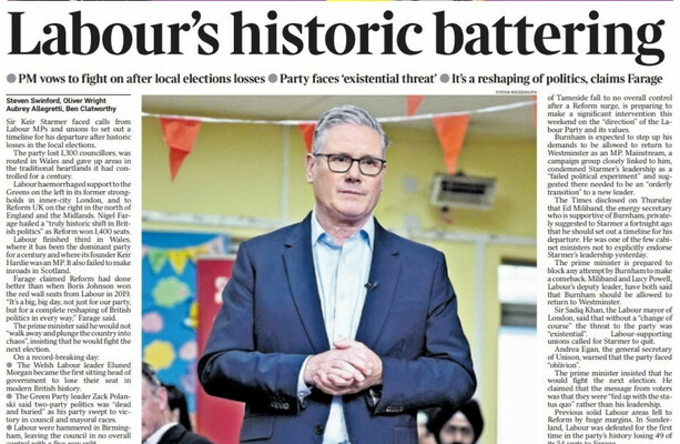 'Bloodbath', 'battering' and 'colossal defeat' - UK papers react to Labour's local election losses - The Journal