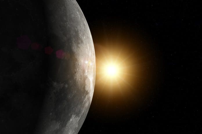 Sunrise Over Moon Horizon in Space
