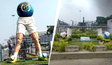 Mamata Banerjee designed football sculpture demolished in Kolkata Salt Lake stadium