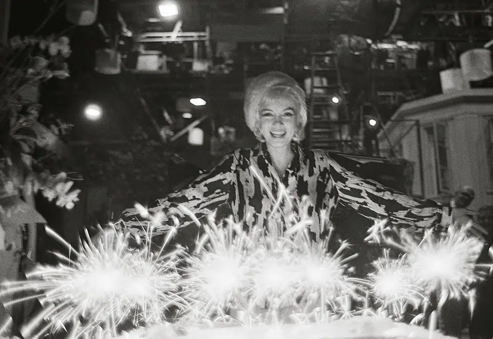 Monroe celebrates her 36th birthday on set, June 1, 1962.