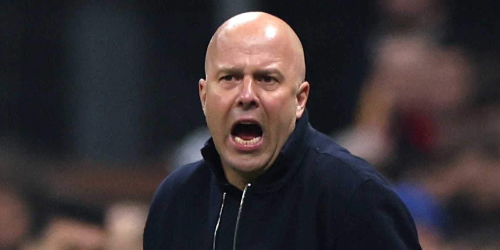 Liverpool manager Arne Slot shouts vs Galatasaray