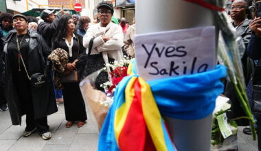 Protest outside Leinster House after death of Yves Sakila