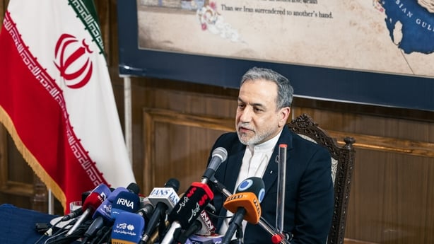 NEW DELHI, INDIA - MAY 15: Iran's Foreign Minister Abbas Araghchi attends a press conference at the Iranian embassy on May 15, 2026 in New Delhi, India. Iranian Foreign Minister Abbas Araghchi is in New Delhi to attend the BRICS Foreign Ministers' meeting that took place from May 14-15, amid geopoli