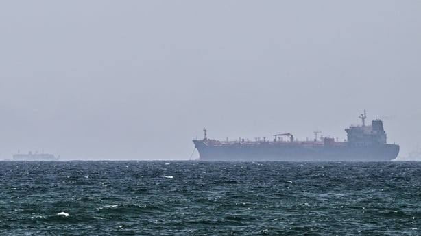 A ship anchored in the Strait of Hormuz