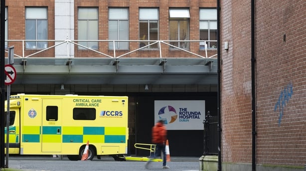 An ambulance parked outside the Rotunda Hospital on Parnell Square