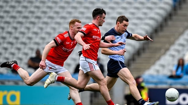 Con O'Callaghan of Dublin scores goal against Louth in 2026 All-Ireland Championship