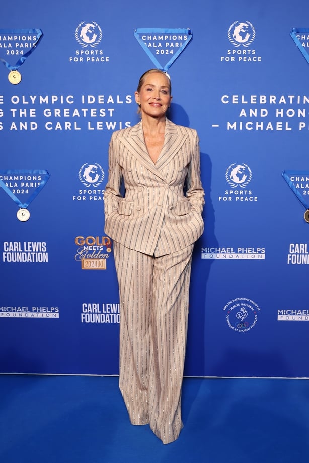PARIS, FRANCE - AUGUST 03: Sharon Stone attends The Olympic Gala Of Champions at Four Season George V on August 03, 2024 in Paris, France. (Photo by Victor Boyko/Getty Images for Sports for Peace)