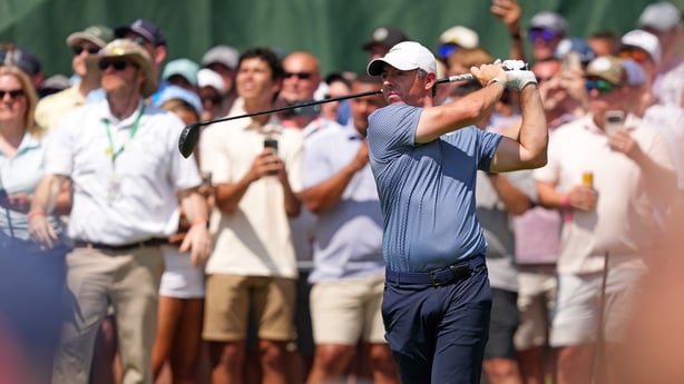 DUBLIN, OHIO - JUNE 07: Rory McIlroy of Northern Ireland plays his shot from the 15th tee during the final round of the the Memorial Tournament presented by Workday 2026 at Muirfield Village Golf Club on June 07, 2026 in Dublin, Ohio. (Photo by Dylan Buell/Getty Images)