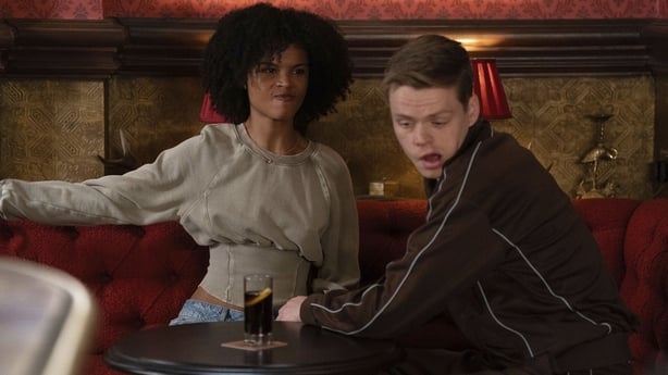 Jasmine (Indeyarna Donaldson-Holness) slaps Oscar (Pierre Counihan-Moullier) Photo: BBC/Jack Barnes/Kieron McCarron