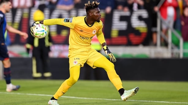 Dublin , Ireland - 29 May 2026; St Patrick's Athletic goalkeeper Joseph Anang during the SSE Airtricity Men's Premier Division match between Shamrock Rovers and St Patrick's Athletic at Tallaght Stadium in Dublin. (Photo By Stephen McCarthy/Sportsfile via Getty Images)