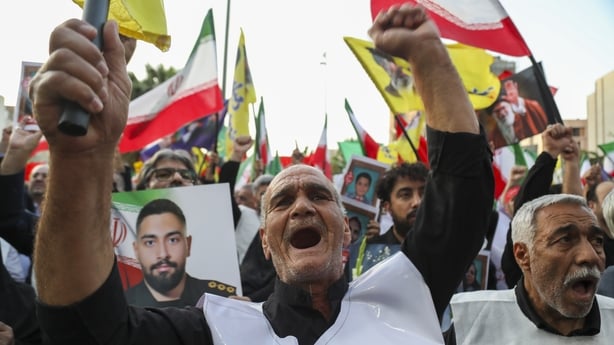 TEHRAN, IRAN - JUNE 12: People from Tehran province gather in support and allegiance to Iranian Supreme Leader Mojtaba Khamenei, while holding Iranian flags and images of both the new and former leaders of Iran, on June 12, 2026 at Palestine Square in Tehran, Iran. (Photo by Majid Saeedi/Getty Image