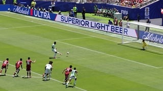 Breel Embolo #7 of Switzerland scores a penalty for his team's first goal during the FIFA World Cup 2026 Group B match between Qatar and Switzerland at San Francisco Bay Area Stadium on June 13, 2026 in San Francisco, California. (Photo by Fran Santiago/G