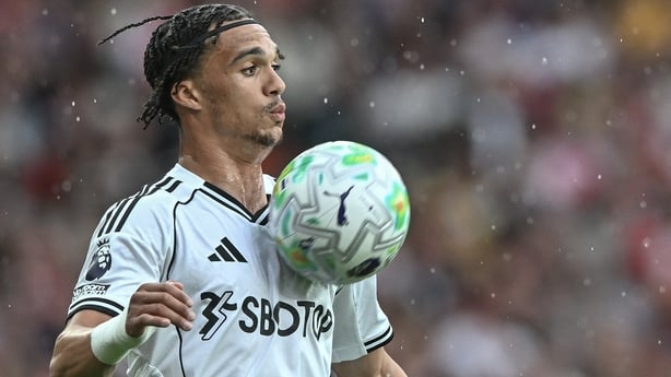 Antonee Robinson of Fulham in action during the Premier League match between Arsenal and Fulham at Emirates Stadium on May 2, 2026 in London, England