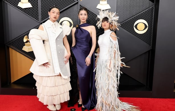 LOS ANGELES, CALIFORNIA - FEBRUARY 01: (FOR EDITORIAL USE ONLY) (L-R) Audrey Nuna, EJAE and Rei Ami of Kpop Demon Hunters attend the 68th GRAMMY Awards at Crypto.com Arena on February 01, 2026 in Los Angeles, California. (Photo by Amy Sussman/Getty Images)