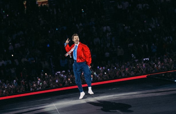 AMSTERDAM, NETHERLANDS - MAY 16: (EXCLUSIVE COVERAGE) (EDITORIAL USE ONLY. NO STANDALONE PUBLICATION USE (NO SPECIAL INTEREST OR SINGLE ARTIST PUBLICATION USE; NO BOOK USE)) Harry Styles performs on stage during his Together, Together Tour at Johan Cruijff Arena on May 16, 2026 in Amsterdam, Netherl