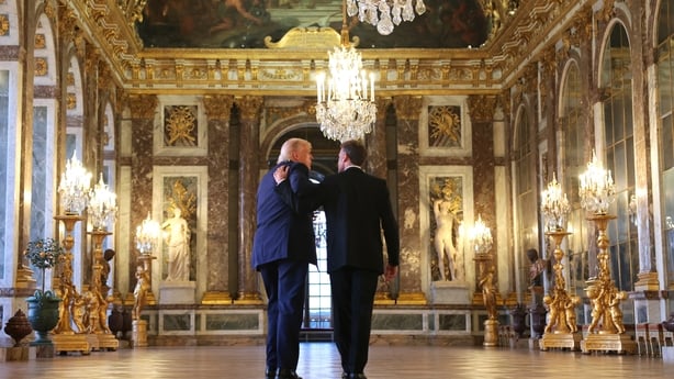 Donald Trump receives a tour of the Chateau de Versailles from Emmanuel Macron 