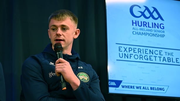 Killian Sampson of Offaly speaking at the launch of the 2026 GAA Hurling All-Ireland Senior Championship at Blarney GAA Club in Cork