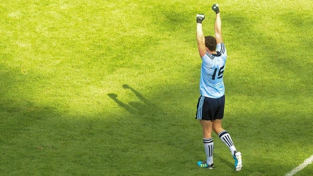Bernard Brogan salutes the Hill after the win