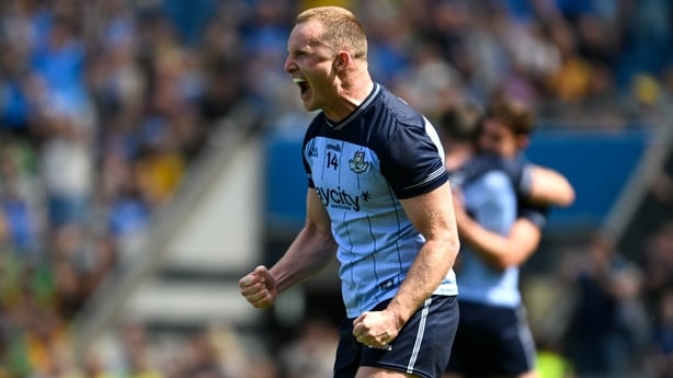21 June 2026; Ciaran Kilkenny of Dublin celebrates after the GAA Football All-Ireland Senior Championship Round 3 match between Dublin and Donegal at Croke Park in Dublin. Photo by Daire Brennan/Sportsfile
