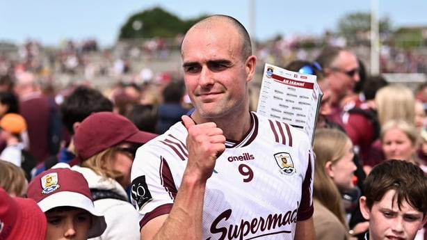 14 June 2026; John Maher of Galway after his side's victory in the GAA Football All-Ireland Senior Championship Round 2A match between Galway and Westmeath at Pearse Stadium in Salthill, Galway. Photo by Piaras Ó Mídheach/Sportsfile