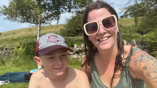 Siobhán Cunningham and her son, Callum, at Loughrea Lake