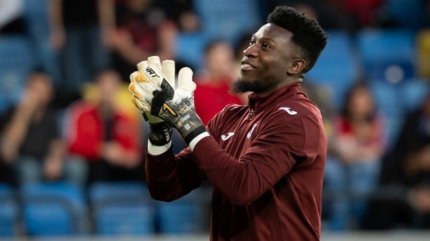 ANKARA, TURKIYE - MAY 13: Andre Onana of Trabzonspor is seen ahead of the Turkish Cup semi-final match between Natura Dunyasi Genclerbirligi and Trabzonspor at Eryaman Stadium in Ankara, Turkiye, on May 13, 2026. (Photo by Ahmet Serdar Eser/Anadolu via Getty Images)