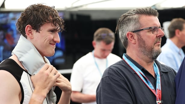 SPIELBERG, AUSTRIA - JUNE 27: Alexander Dunne of Ireland and Rodin Motorsport (15) and Noel Dunne look on during the Round 6 Spielberg Sprint race of the Formula 2 Championship at Red Bull Ring on June 27, 2026 in Spielberg, Austria. (Photo by Dom Gibbons - Formula 1/Formula 1 via Getty Images)