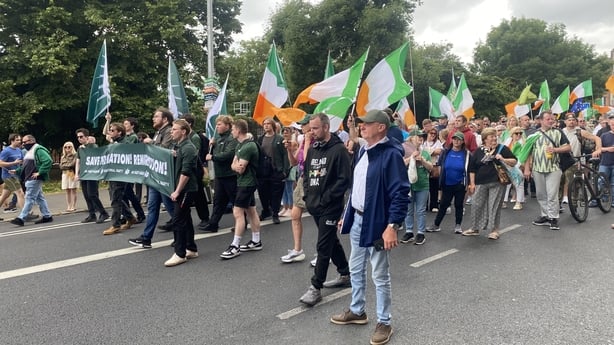 Crowds at the anti-immigration rally in Dublin city centre