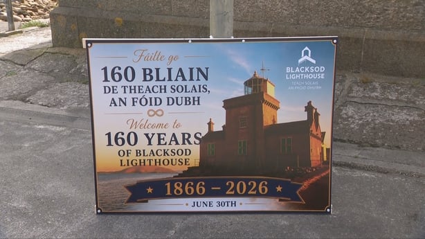 A sign showing information of the 160th anniversary of Blacksod Lighthouse
