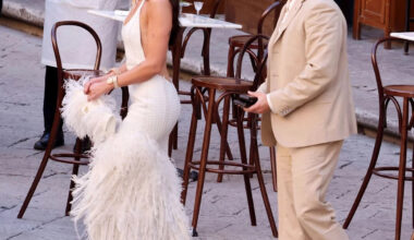 Dua Lipa Kicks Off Her Italian Wedding Weekend in a Feathery Backless Dress