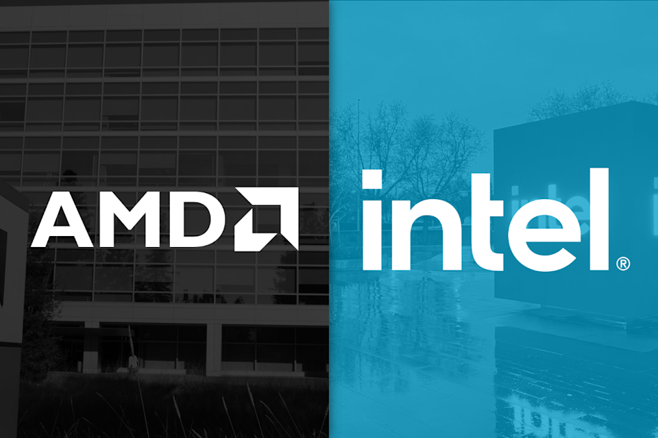 AMD logo and Intel company name displayed side by side.